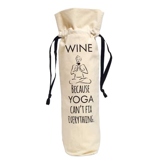 Personality Case&#x2122; Yoga Can&#x27;t Fix Everything Canvas Wine Bag